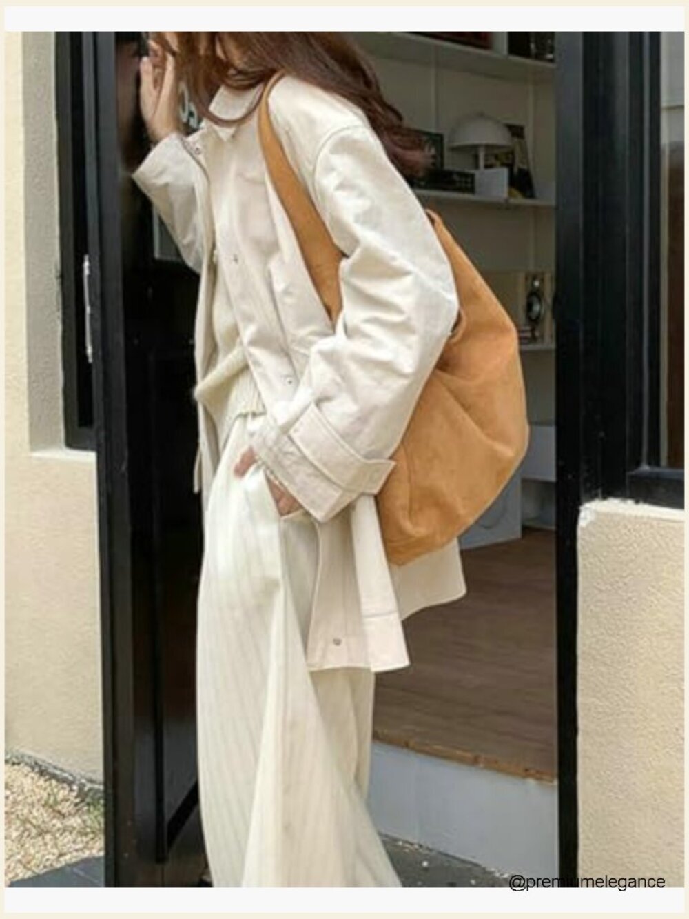 Suede Hobo Tote Bag Shoulder Bag Large Capacity Magnetic Closure - Picture 5 of 7